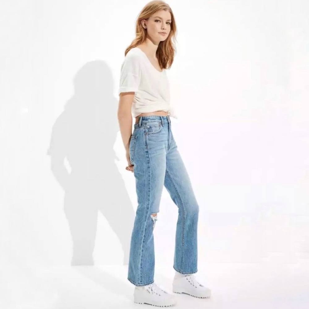 American Eagle Outfitters Blue Flare Wide Leg Jeans - Picture 2 of 12